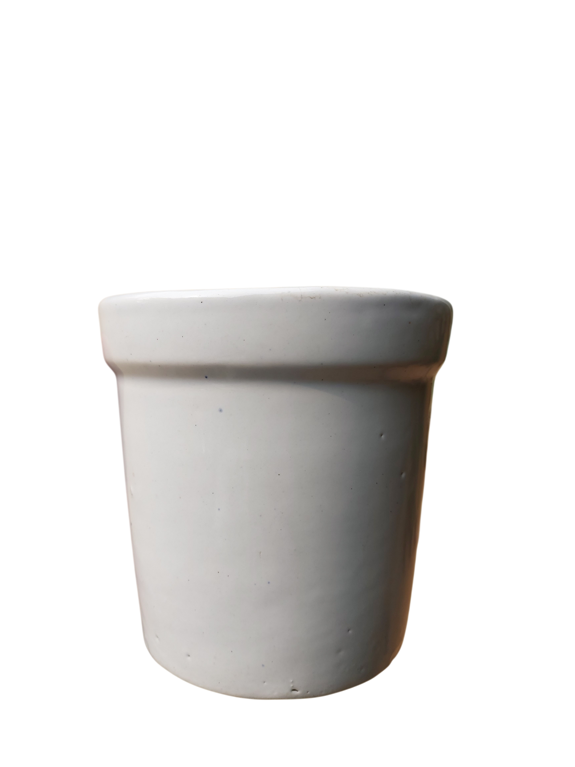 6 Inch Ceramic White Pot with Circular Ring
